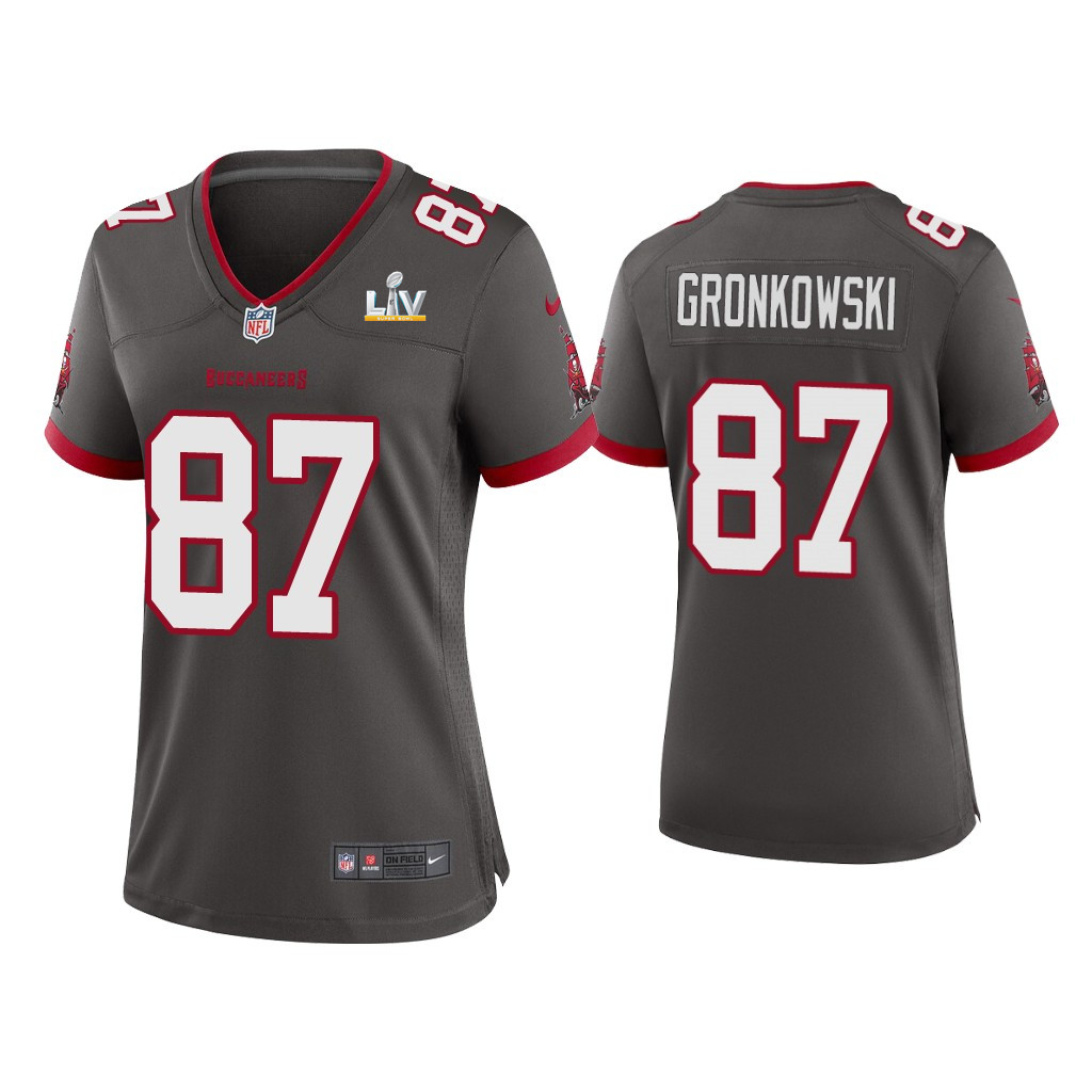 Women's Tampa Bay Buccaneers #87 Rob Gronkowski Grey NFL 2021 Super Bowl LV Limited Stitched Jersey(Run Small)